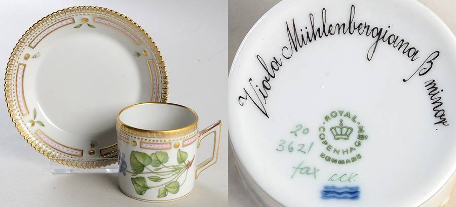 Flora Danica (1961 To Current) Flat Demitasse Cup & Saucer-Viola Muhlenber B