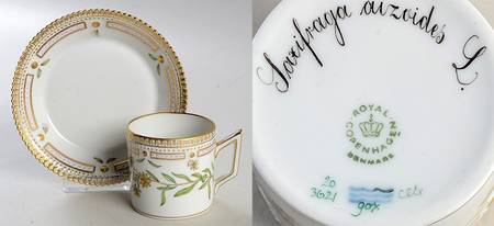 Flora Danica (1961 To Current) Flat Demitasse Cup & Saucer-Saxifraga aizoides L