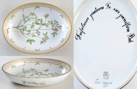 Flora Danica (1961 To Current) 10" Oval Salad Serving Bowl-Trifolum pratenx So Va