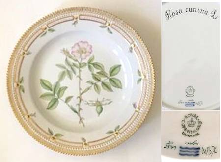 Flora Danica (1961 To Current) Dinner Plate-Rosa canian L.