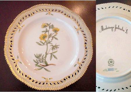 Flora Danica (1961 To Current) 9" Pierced Luncheon Plate/Fruit Std-Medicago falca