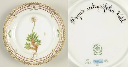 Flora Danica (1961 To Current) Bread & Butter Plate-Dryas integrifolia Vahl