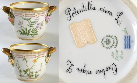 Flora Danica (1961 To Current) Small Round Wine Cooler/Cache Pot-Orobus,Potentill