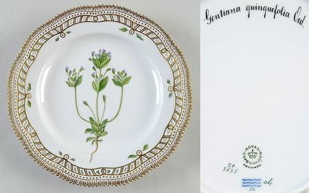 Flora Danica (1961 To Current) 10" Pierced Dinner Plate/Fruit Std-Gentiana quinqu
