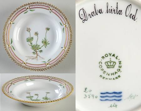 Flora Danica (1961 To Current) Rim Fruit/Soup Bowl-Draba hirta Oed