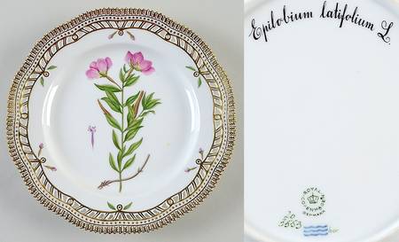 Flora Danica (1961 To Current) 10" Pierced Dinner Plate/Fruit Std-Epilobium latif