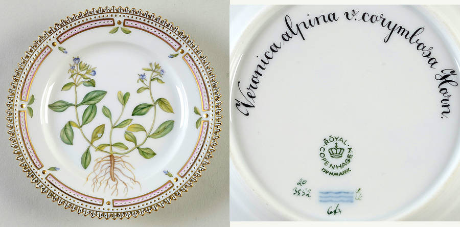 Flora Danica (1961 To Current) Bread & Butter Plate-Veronica alpina v carymbosa H