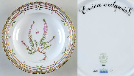 Flora Danica (1961 To Current) Rim Soup Bowl-Erica vulgaris L.