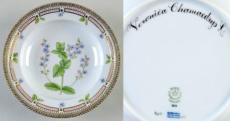 Flora Danica (1961 To Current) Rim Soup Bowl-Veronica chamaedrys L.