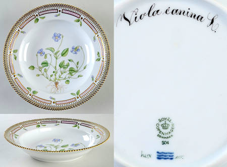Flora Danica (1961 To Current) Rim Soup Bowl-Viola canina L.
