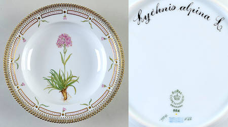 Flora Danica (1961 To Current) Rim Soup Bowl-Lychnis alpina L.