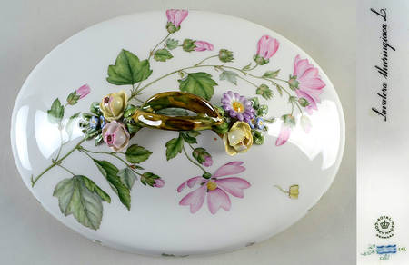 Flora Danica (1961 To Current) Lid for Oval Vegetable-Lavatera thuringiaca L.