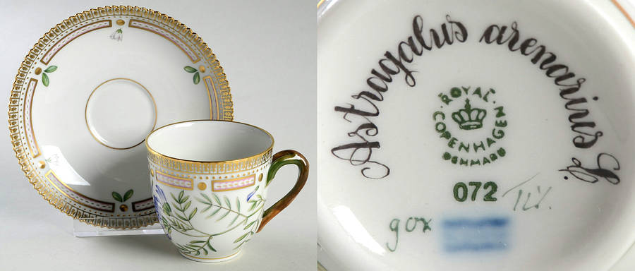 Flora Danica (1961 To Current) Flat Cup & Saucer Set-Astragalus arenarius L