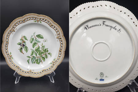 Flora Danica (1961 To Current) 11" Round Pierced Platter-Rhammus frangula L.