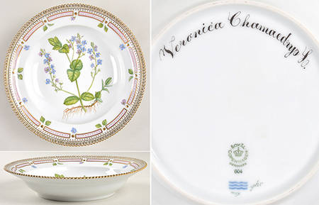 Flora Danica (1961 To Current) Rim Soup Bowl-Veronica chamaedrys L.