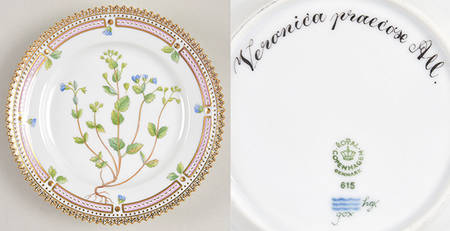 Flora Danica (1961 To Current) Bread & Butter Plate-Veronica praecose All