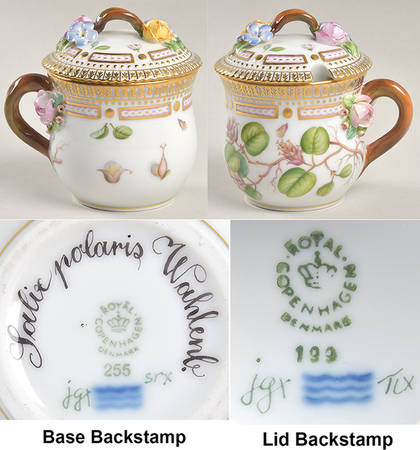 Flora Danica (1961 To Current) Mustard Pot & Lid-Salic polaris Wahlenb
