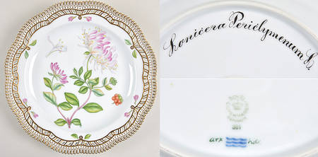 Flora Danica (1961 To Current) 11" Round Pierced Platter-Lunicera periclymenum L.