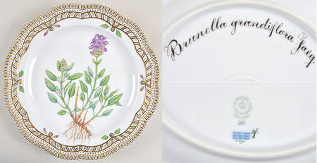 Flora Danica (1961 To Current) 11" Round Pierced Platter-Brunella grandiflora Fac