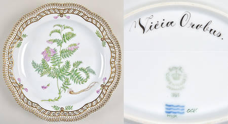 Flora Danica (1961 To Current) 11" Round Pierced Platter-Vicia Orobus