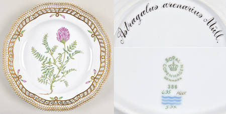 Flora Danica (1961 To Current) 9" Pierced Luncheon Plate/Fruit Std-Astragalus are