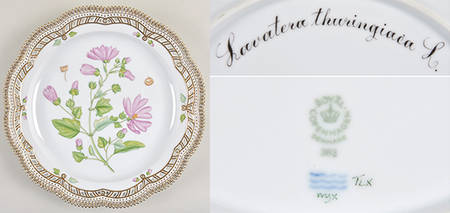 Flora Danica (1961 To Current) 13" Round Pierced Platter-Lavatera thuringiaca L.