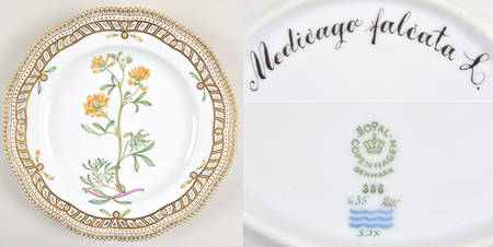 Flora Danica (1961 To Current) 9" Pierced Luncheon Plate/Fruit Std-Medicago falca