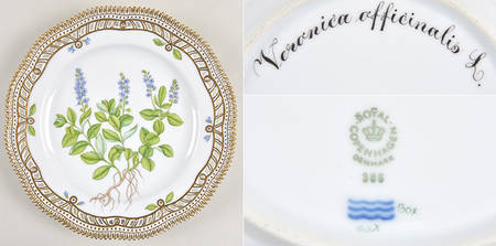 Flora Danica (1961 To Current) 9" Pierced Luncheon Plate/Fruit Std-Veronica affic