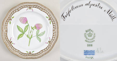 Flora Danica (1961 To Current) 9" Pierced Luncheon Plate/Fruit Std-Trifolium alpe