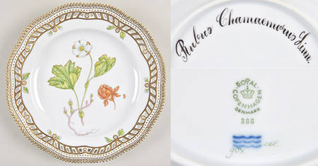Flora Danica (1961 To Current) 9" Pierced Luncheon Plate/Fruit Std-Rubus Chamaemo