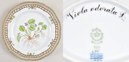 Flora Danica (1961 To Current) 9" Pierced Luncheon Plate/Fruit Std-viola odorata