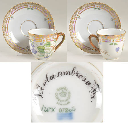 Flora Danica (1961 To Current) Flat Cup & Saucer Set-Violor umbrosoc Fr.