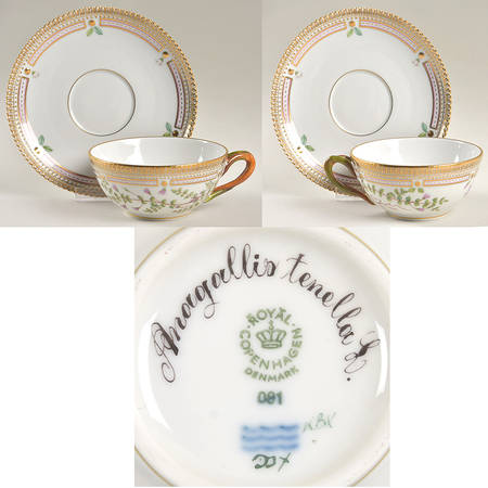 Flora Danica (1961 To Current) Flat Tea Cup & Saucer Set-Anagallis tenella L.