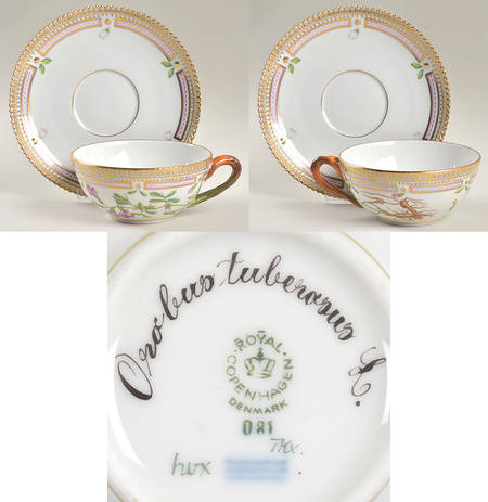 Flora Danica (1961 To Current) Flat Tea Cup & Saucer Set-Orobus tuberosus L.