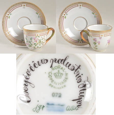 Flora Danica (1961 To Current) Flat Cup & Saucer Set-Oseycoccus Palustris Pugor