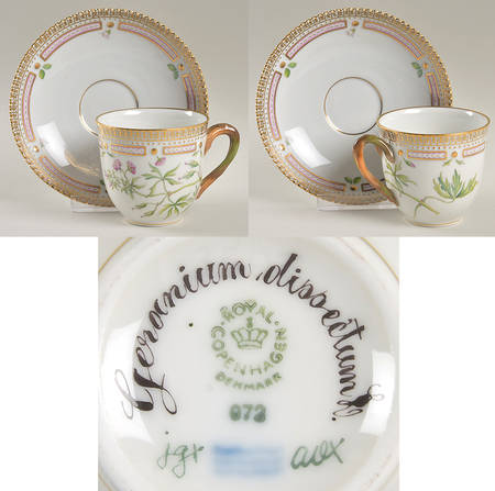 Flora Danica (1961 To Current) Flat Cup & Saucer Set-Geranium disoectum L.