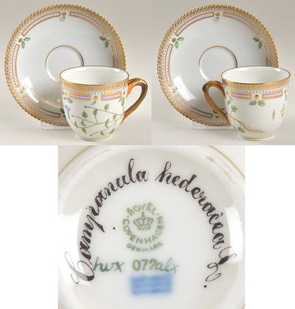 Flora Danica (1961 To Current) Flat Cup & Saucer Set-Campanula hederacea L.