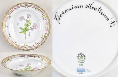 Flora Danica (1961 To Current) Rim Soup Bowl-Geranium silvaticum L.
