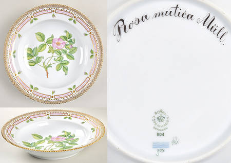 Flora Danica (1961 To Current) Rim Soup Bowl-Rosa mutica Mull.
