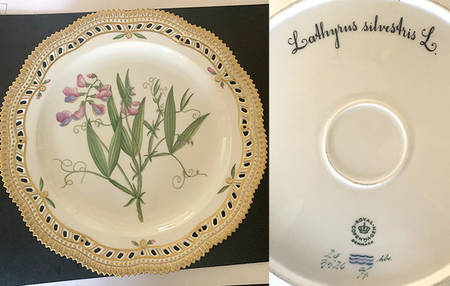 Flora Danica (1961 To Current) 10" Round Pierced Platter-Lathyrus silvestris L.