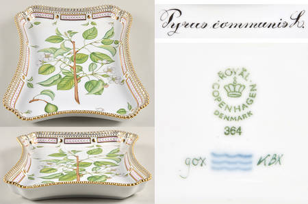 Flora Danica (1961 To Current) 11" Rectangular Tray-Pyrus communis L