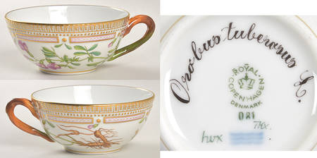 Flora Danica (1961 To Current) Flat Tea Cup & Saucer Set-Orobus tuberosus L.