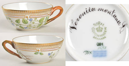 Flora Danica (1961 To Current) Flat Tea Cup & Saucer Set-Veronila montana L.