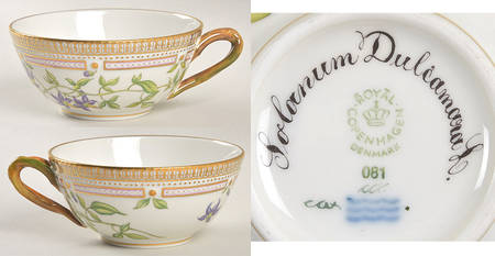 Flora Danica (1961 To Current) Flat Tea Cup & Saucer Set-Solanum Duleamara L.