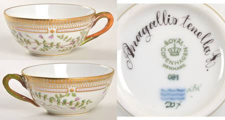 Flora Danica (1961 To Current) Flat Tea Cup & Saucer Set-Anagallis tenella L.