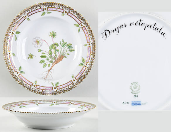 Flora Danica (1961 To Current) Rim Soup Bowl-Dryas octopetala