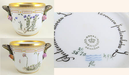 Flora Danica (1961 To Current) Small Round Wine Cooler/Cache Pot-Ane ric,Vio sylv