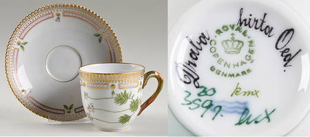 Flora Danica (1961 To Current) Flat Cup & Saucer Set-Draba hirta Oed.