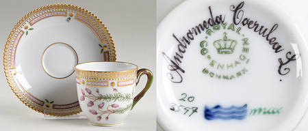 Flora Danica (1961 To Current) Flat Cup & Saucer Set-Andromeda goerulea L.