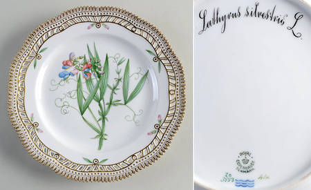 Flora Danica (1961 To Current) 10" Pierced Dinner Plate/Fruit Std-Lathyrus silves